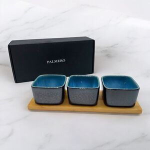 Palmero Darya Ceramic Serving Dishes Stoneware Set‎ of 3 Sushi Sauces Drip Glaze